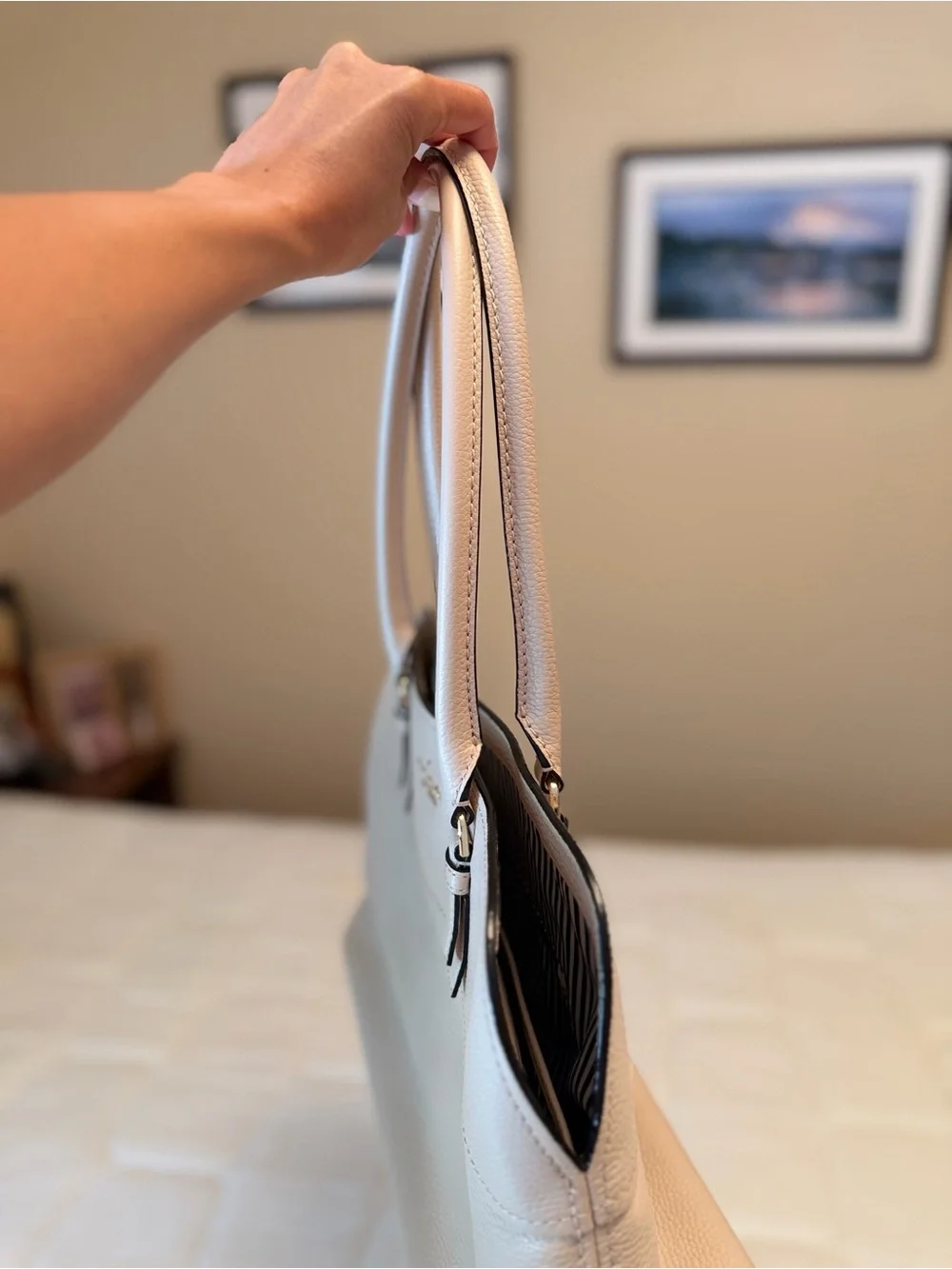 Kate Spade Jackson Street Marybeth Pebbled Leather Tote Bag Beige